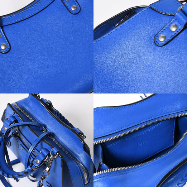 BALENCIAGA バレンシアガ 2WAY ハンドバッグ ショルダーバッグ ネオクラシック ミニ シティ 638524 ブルー シルバー金具 美品 中古 4a006975