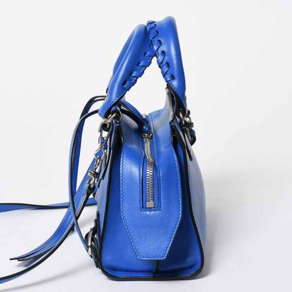 BALENCIAGA バレンシアガ 2WAY ハンドバッグ ショルダーバッグ ネオクラシック ミニ シティ 638524 ブルー シルバー金具 美品 中古 4a006975