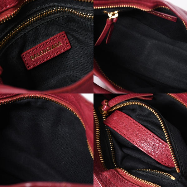極美品 BALENCIAGA バレンシアガ クラシック メタリック エッジ ミニシティ ハンドバッグ 390160 ショルダーバッグ 2WAY ボルドー ゴールド金具 中古 4a006976