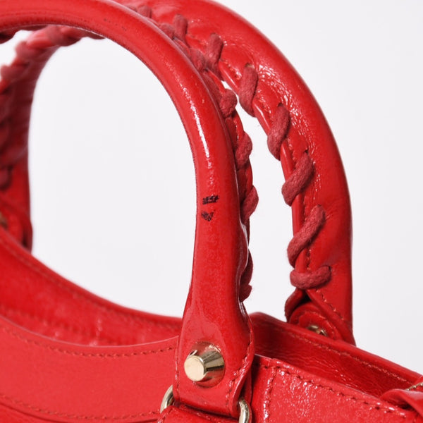 極美品 BALENCIAGA バレンシアガ クラシック ミニシティ 2WAY ハンドバッグ ショルダーバッグ 300295 レッド ゴールド金具 中古 4a006987