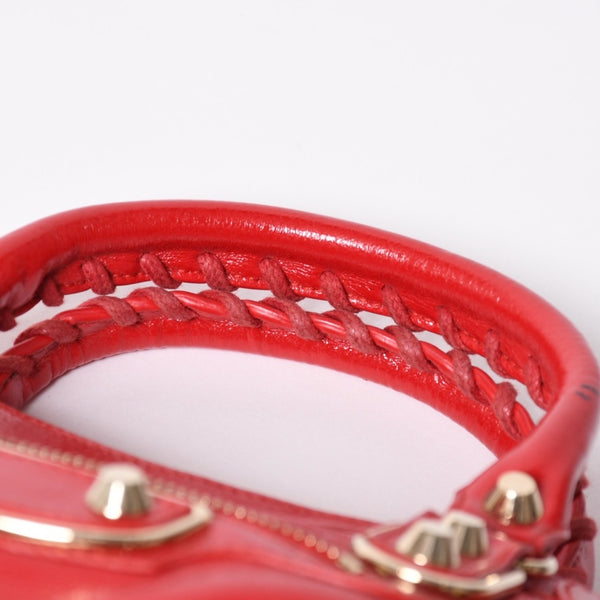 極美品 BALENCIAGA バレンシアガ クラシック ミニシティ 2WAY ハンドバッグ ショルダーバッグ 300295 レッド ゴールド金具 中古 4a006987