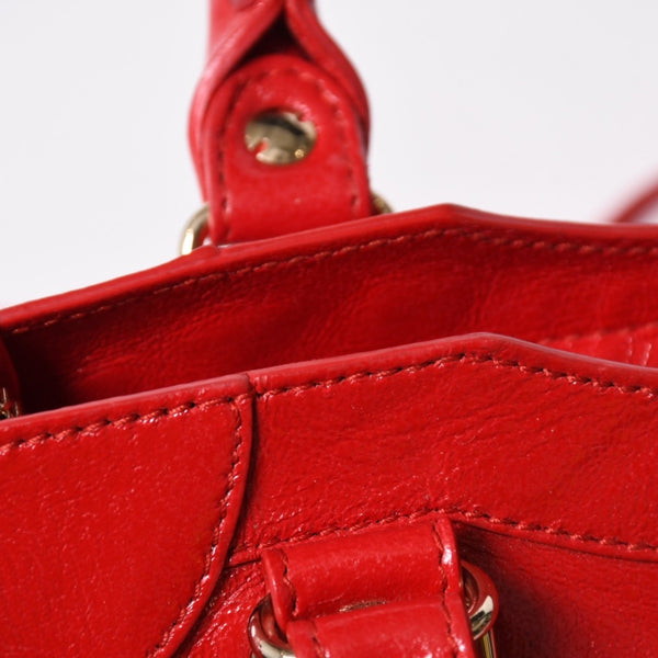 極美品 BALENCIAGA バレンシアガ クラシック ミニシティ 2WAY ハンドバッグ ショルダーバッグ 300295 レッド ゴールド金具 中古 4a006987