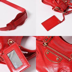 極美品 BALENCIAGA バレンシアガ クラシック ミニシティ 2WAY ハンドバッグ ショルダーバッグ 300295 レッド ゴールド金具 中古 4a006987
