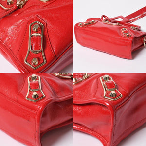 極美品 BALENCIAGA バレンシアガ クラシック ミニシティ 2WAY ハンドバッグ ショルダーバッグ 300295 レッド ゴールド金具 中古 4a006987