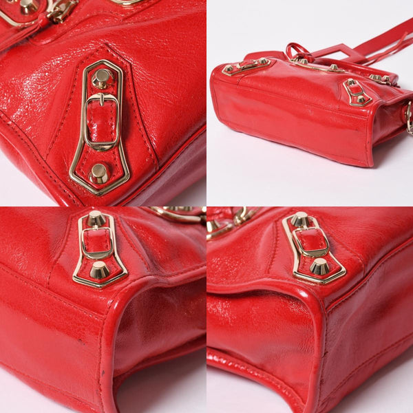 極美品 BALENCIAGA バレンシアガ クラシック ミニシティ 2WAY ハンドバッグ ショルダーバッグ 300295 レッド ゴールド金具 中古 4a006987