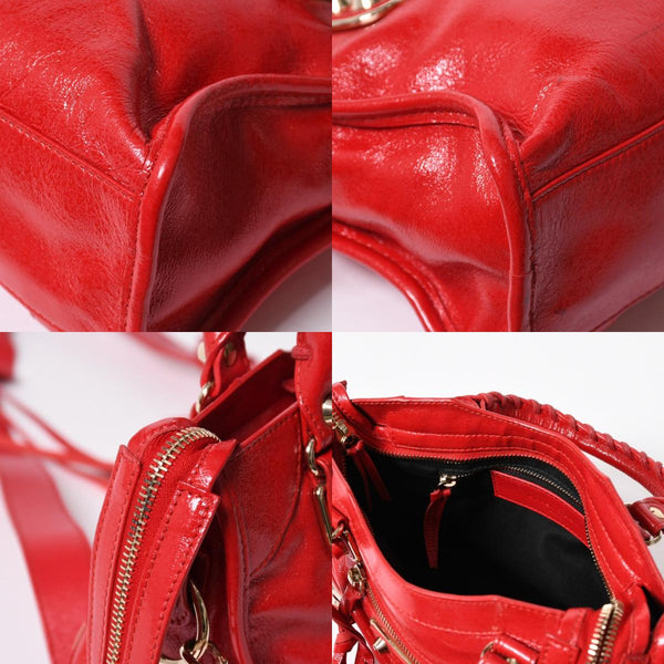 極美品 BALENCIAGA バレンシアガ クラシック ミニシティ 2WAY ハンドバッグ ショルダーバッグ 300295 レッド ゴールド金具 中古 4a006987