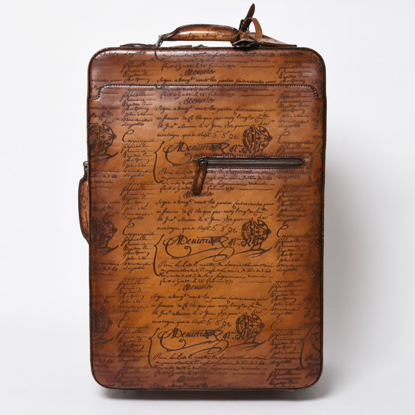 極美品 Berluti ベルルッティ キャリーケース スーツケース 旅行用バッグ レザー ブラウン カリグラフィ 中古 4a006979