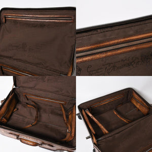 極美品 Berluti ベルルッティ キャリーケース スーツケース 旅行用バッグ レザー ブラウン カリグラフィ 中古 4a006979