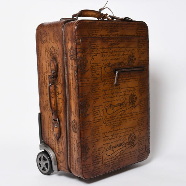 極美品 Berluti ベルルッティ キャリーケース スーツケース 旅行用バッグ レザー ブラウン カリグラフィ 中古 4a006979