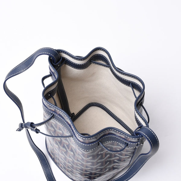 Like new Goyard Petit Fro bucket bag shoulder bag PVC leather navy used 4a000698