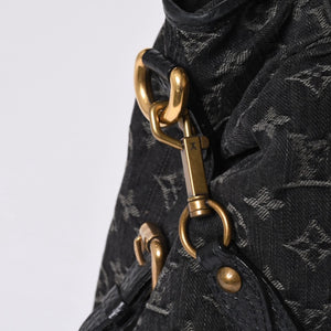 Very good condition LOUIS VUITTON Neocavy MM handbag M95351 Monogram Denim Black 2WAY Gold hardware Used 4a001010