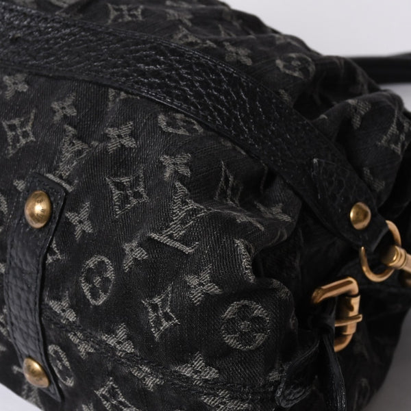Very good condition LOUIS VUITTON Neocavy MM handbag M95351 Monogram Denim Black 2WAY Gold hardware Used 4a001010