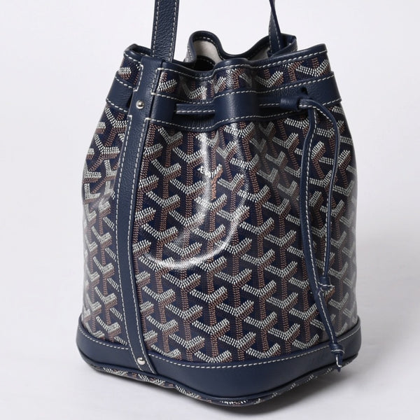 Like new Goyard Petit Fro bucket bag shoulder bag PVC leather navy used 4a000698