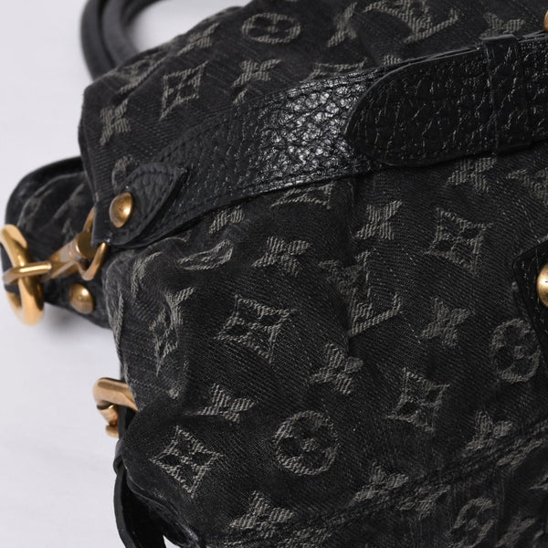 Very good condition LOUIS VUITTON Neocavy MM handbag M95351 Monogram Denim Black 2WAY Gold hardware Used 4a001010