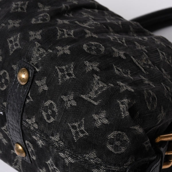 Very good condition LOUIS VUITTON Neocavy MM handbag M95351 Monogram Denim Black 2WAY Gold hardware Used 4a001010