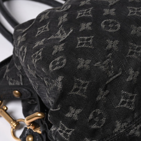 Very good condition LOUIS VUITTON Neocavy MM handbag M95351 Monogram Denim Black 2WAY Gold hardware Used 4a001010