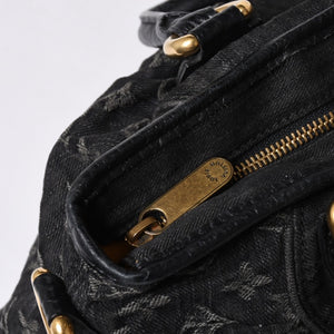 Very good condition LOUIS VUITTON Neocavy MM handbag M95351 Monogram Denim Black 2WAY Gold hardware Used 4a001010