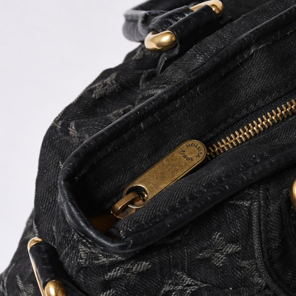 Very good condition LOUIS VUITTON Neocavy MM handbag M95351 Monogram Denim Black 2WAY Gold hardware Used 4a001010