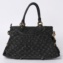 画像をギャラリービューアに読み込む, LOUIS VUITTON ルイヴィトン ネオカヴィ GM ハンドバッグ M95352 モノグラムデニム ブラック レザー ゴールド金具 美品 中古 4a001011