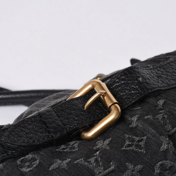 LOUIS VUITTON Neocavi GM Handbag M95352 Monogram Denim Black Leather Gold Hardware Good Condition Used 4a001011