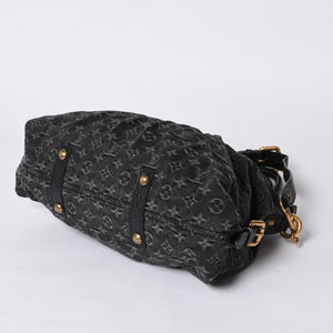 LOUIS VUITTON Neocavi GM Handbag M95352 Monogram Denim Black Leather Gold Hardware Good Condition Used 4a001011