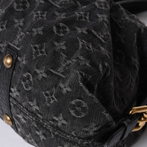 LOUIS VUITTON Neocavi GM Handbag M95352 Monogram Denim Black Leather Gold Hardware Good Condition Used 4a001011