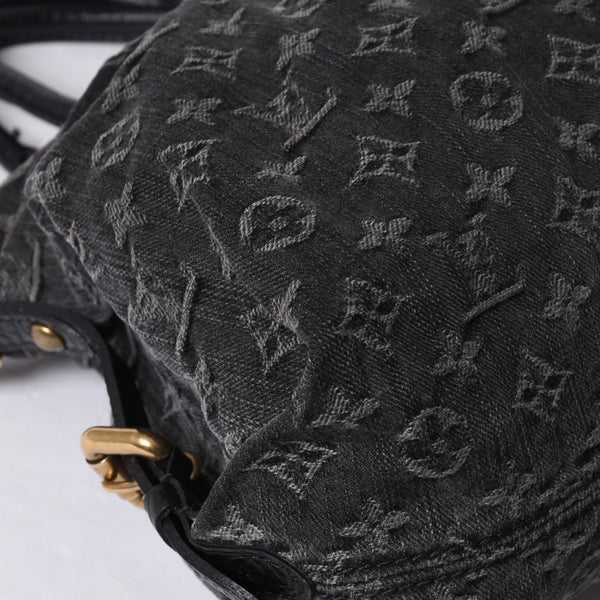 LOUIS VUITTON Neocavi GM Handbag M95352 Monogram Denim Black Leather Gold Hardware Good Condition Used 4a001011