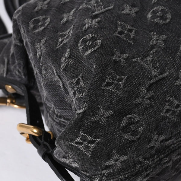 LOUIS VUITTON Neocavi GM Handbag M95352 Monogram Denim Black Leather Gold Hardware Good Condition Used 4a001011