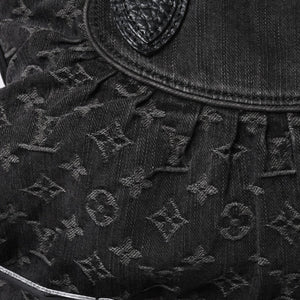 LOUIS VUITTON Neocavi GM Handbag M95352 Monogram Denim Black Leather Gold Hardware Good Condition Used 4a001011