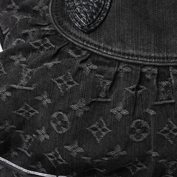 LOUIS VUITTON Neocavi GM Handbag M95352 Monogram Denim Black Leather Gold Hardware Good Condition Used 4a001011
