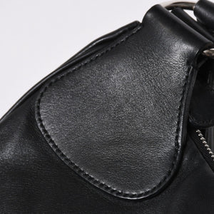 極美品 PRADA プラダ ブラックレザー製 ハンドバッグ ワンショルダー ブラック シルバー金具 メタルエナメルプレート 中古 4a006961