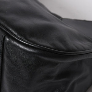 極美品 PRADA プラダ ブラックレザー製 ハンドバッグ ワンショルダー ブラック シルバー金具 メタルエナメルプレート 中古 4a006961