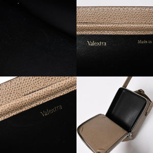 極美品 Valextra ヴァレクストラ トリックトラック ソフトカーフスキン グレージュ ハンドバッグ クラッチバッグ N488542 中古 4a006886