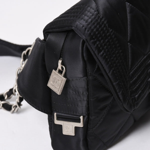 極美品 CHANEL シャネル スポーツライン ウエストバッグ 10番台 ココマーク ナイロン ブラック マットシルバー金具 中古 4a006984