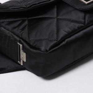 極美品 CHANEL シャネル スポーツライン ウエストバッグ 10番台 ココマーク ナイロン ブラック マットシルバー金具 中古 4a006984