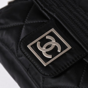 極美品 CHANEL シャネル スポーツライン ウエストバッグ 10番台 ココマーク ナイロン ブラック マットシルバー金具 中古 4a006984