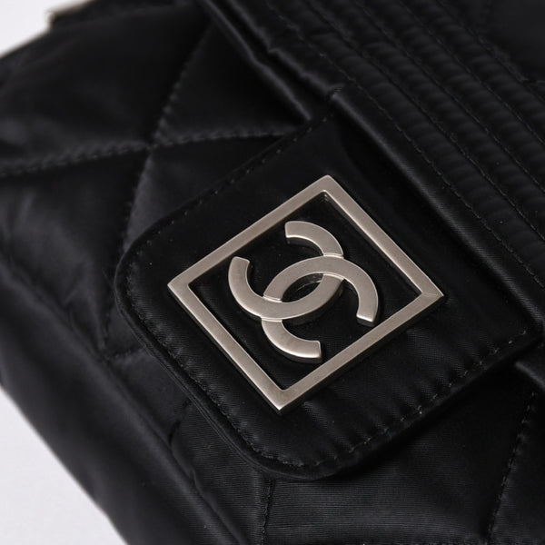 極美品 CHANEL シャネル スポーツライン ウエストバッグ 10番台 ココマーク ナイロン ブラック マットシルバー金具 中古 4a006984