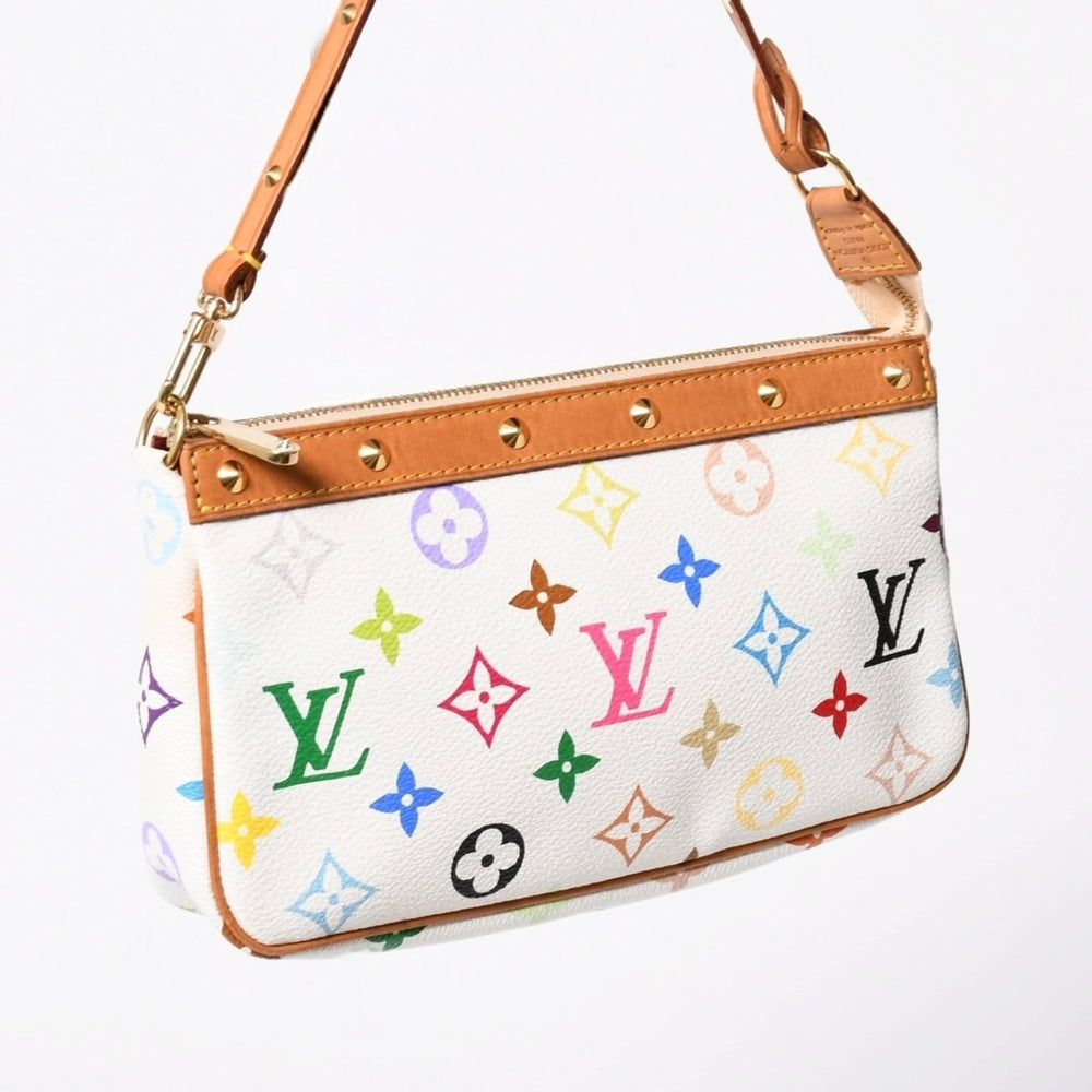極美品 LOUIS VUITTON ルイヴィトン アクセサリーポーチ ポシェット・アクセソワール モノグラム ホワイト マルチカラー M92649 中古 4a006994