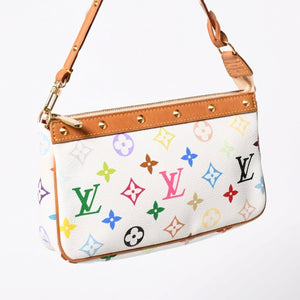 極美品 LOUIS VUITTON ルイヴィトン アクセサリーポーチ ポシェット・アクセソワール モノグラム ホワイト マルチカラー M92649 中古 4a006994