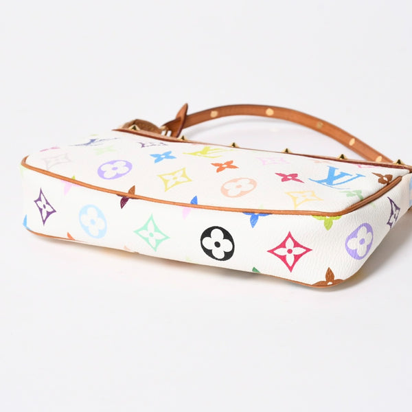 極美品 LOUIS VUITTON ルイヴィトン アクセサリーポーチ ポシェット・アクセソワール モノグラム ホワイト マルチカラー M92649 中古 4a006994