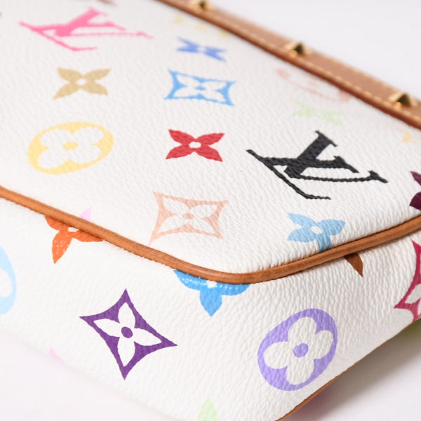 極美品 LOUIS VUITTON ルイヴィトン アクセサリーポーチ ポシェット・アクセソワール モノグラム ホワイト マルチカラー M92649 中古 4a006994