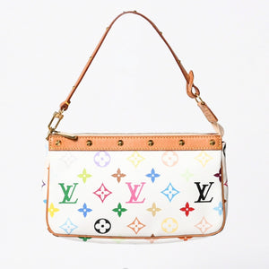 極美品 LOUIS VUITTON ルイヴィトン アクセサリーポーチ ポシェット・アクセソワール モノグラム ホワイト マルチカラー M92649 中古 4a006994