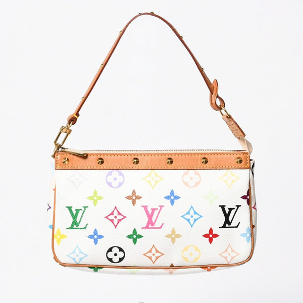 極美品 LOUIS VUITTON ルイヴィトン アクセサリーポーチ ポシェット・アクセソワール モノグラム ホワイト マルチカラー M92649 中古 4a006994