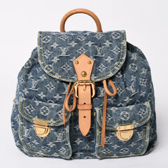 新品同様品 LOUIS VUITTON ルイヴィトン サックアドGM リュック バックパック M95056 モノグラムデニム ブルー ゴールド金具 中古 4a006973