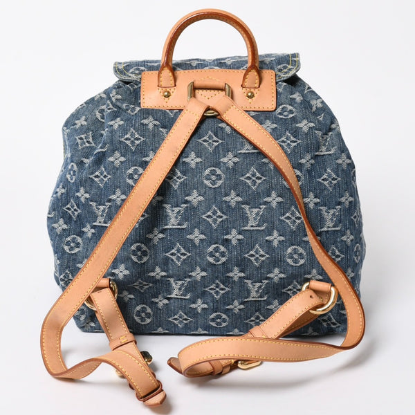新品同様品 LOUIS VUITTON ルイヴィトン サックアドGM リュック バックパック M95056 モノグラムデニム ブルー ゴールド金具 中古 4a006973