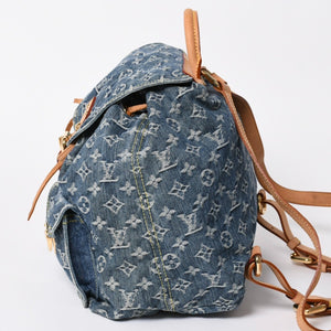 新品同様品 LOUIS VUITTON ルイヴィトン サックアドGM リュック バックパック M95056 モノグラムデニム ブルー ゴールド金具 中古 4a006973