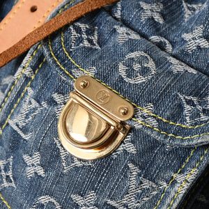 新品同様品 LOUIS VUITTON ルイヴィトン サックアドGM リュック バックパック M95056 モノグラムデニム ブルー ゴールド金具 中古 4a006973