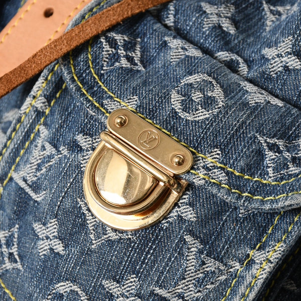 新品同様品 LOUIS VUITTON ルイヴィトン サックアドGM リュック バックパック M95056 モノグラムデニム ブルー ゴールド金具 中古 4a006973