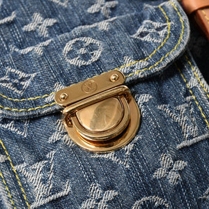 新品同様品 LOUIS VUITTON ルイヴィトン サックアドGM リュック バックパック M95056 モノグラムデニム ブルー ゴールド金具 中古 4a006973