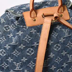 新品同様品 LOUIS VUITTON ルイヴィトン サックアドGM リュック バックパック M95056 モノグラムデニム ブルー ゴールド金具 中古 4a006973